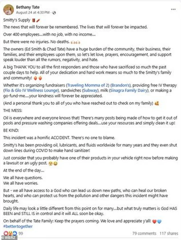 Louisiana Oil Facility Explosion Sparks Evacuations, Legal Disputes as Company Executive's Daughter Denies Blame