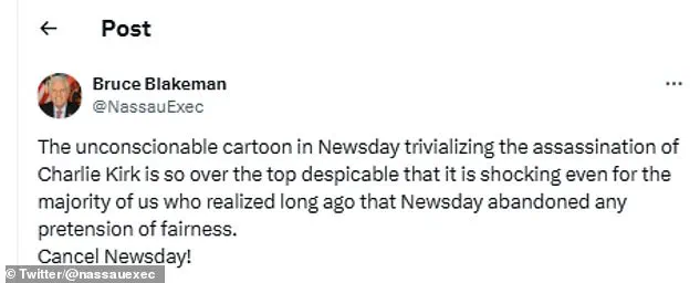 Newsday Apologizes After Controversial Cartoon of Charlie Kirk is Removed