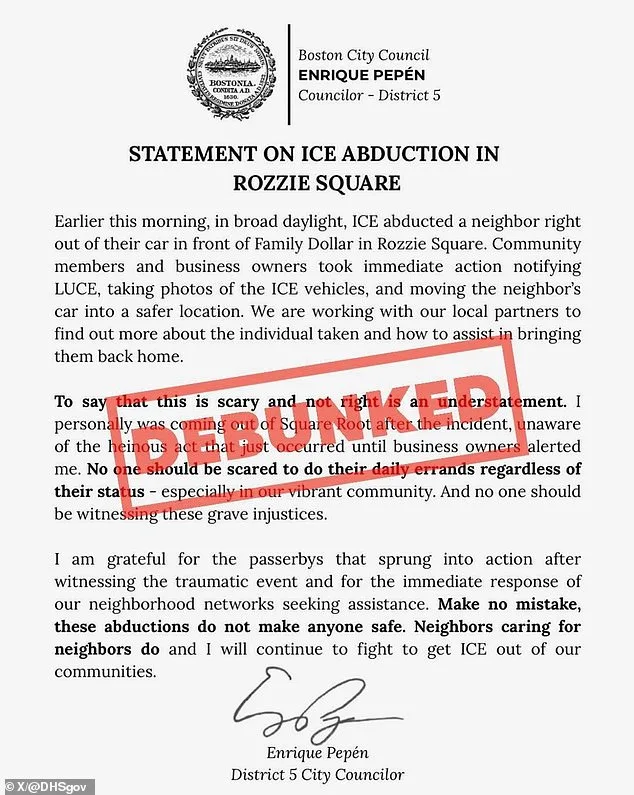 DHS Slams Boston Councilor for Labeling ICE Arrest as 'Scary Abduction