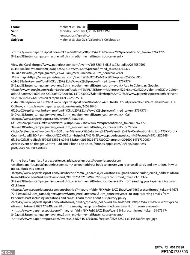 New DOJ Document Reveals Dr. Mehmet Oz's 2016 Invitation to Jeffrey Epstein