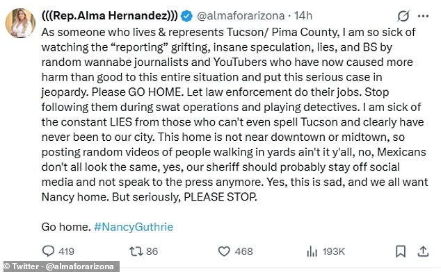 High-Stakes Mystery of Missing 84-Year-Old Nancy Guthrie Grips Nation as Community and Social Media Weigh In