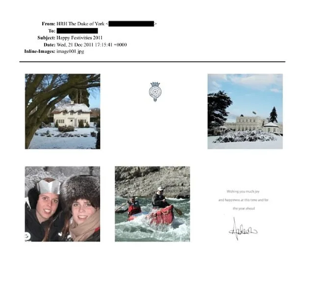 Duke of York's 2011 Christmas Card to Epstein Contradicts Claims of Severed Ties