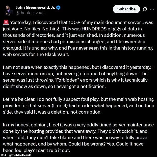 Mass Deletion of UFO and Covert Ops Files from The Black Vault Raises Questions Over Government Secrecy and Trump's Order