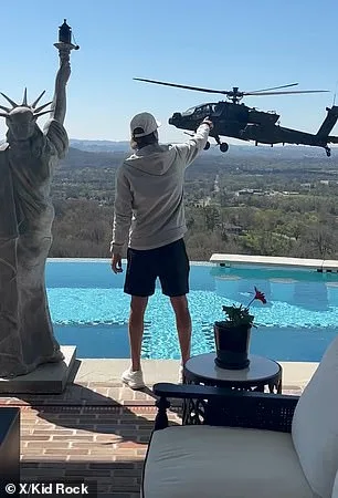 Kid Rock's Spectacular Helicopter Display at White House Replica Sparks Political Statement, Mocking California Governor