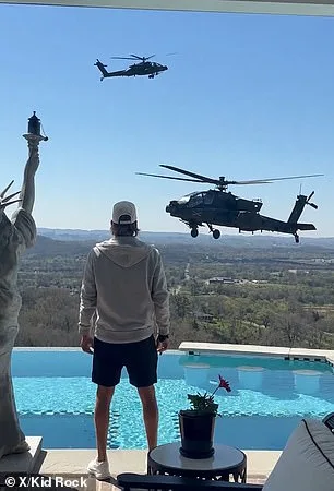 Kid Rock's Spectacular Helicopter Display at White House Replica Sparks Political Statement, Mocking California Governor
