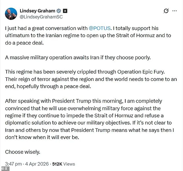 Trump Issues Stark Ultimatum to Iran: Reopen Strait of Hormuz by April 6 or Face 'Overwhelming Military Force'—Backed by Senator Lindsey Graham