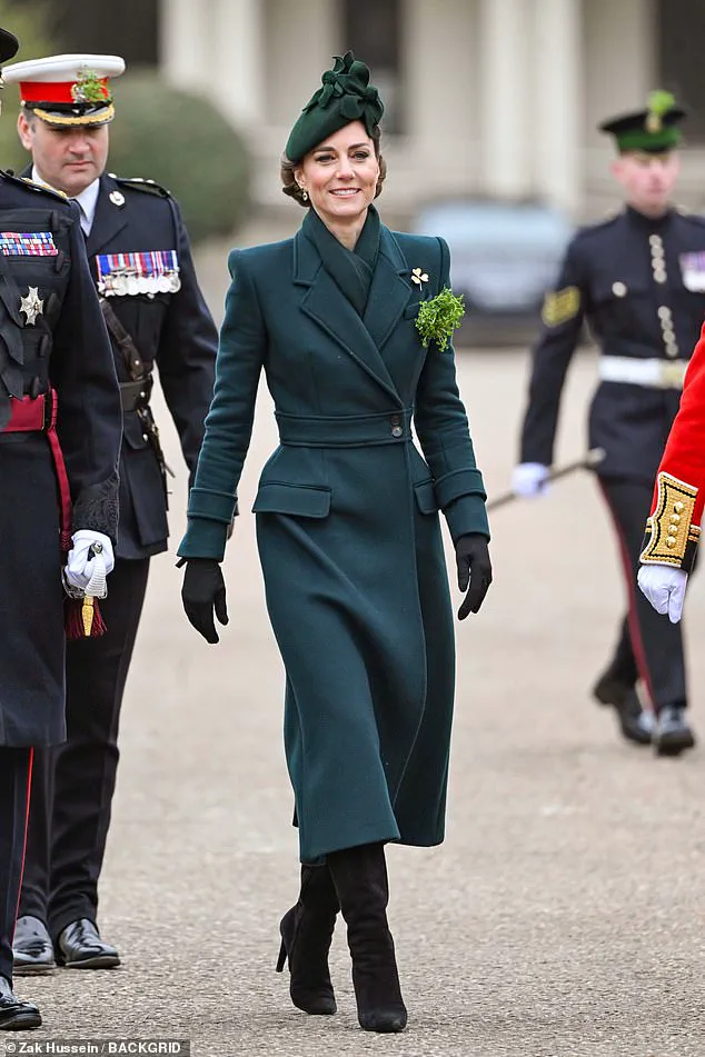 Princess Kate Dazzles in Green Coat Dress and Shamrock for St. Patrick's Day