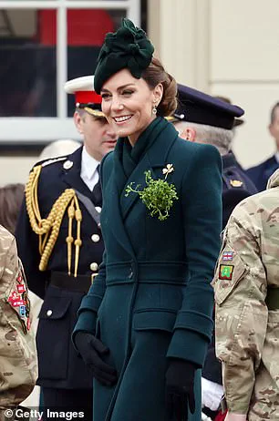 Princess Kate Dazzles in Green Coat Dress and Shamrock for St. Patrick's Day