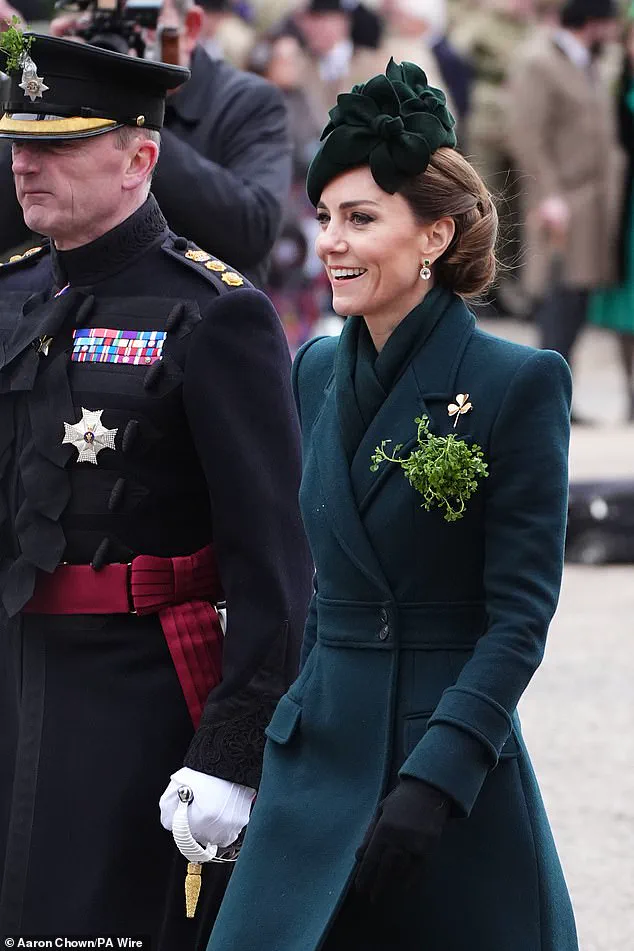 Princess Kate Dazzles in Green Coat Dress and Shamrock for St. Patrick's Day