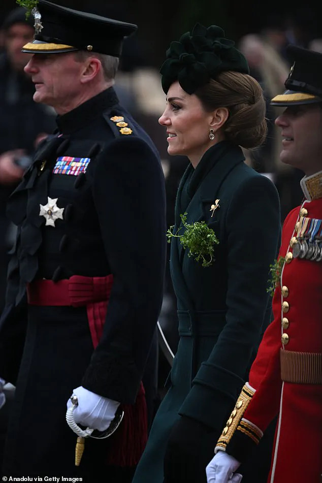 Princess Kate Dazzles in Green Coat Dress and Shamrock for St. Patrick's Day