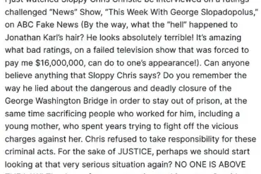 Trump Accuses Christie of Criminal Acts, Signals Potential FBI Raid as Feud Escalates